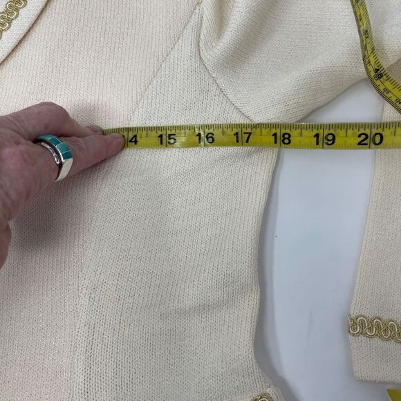 St John Collection Cream Santana Knitted Tweed Suit Set Blazer Skirt Size Small - Picture 13 of 15